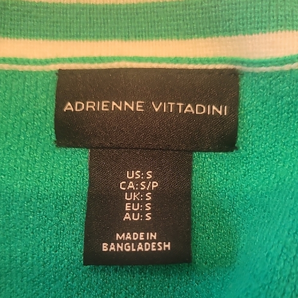 Adrienne Vittadini Green and Cream Cardigan - Picture 2 of 5